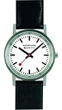 MONDAINE Watches:Mondaine Ladies Classic - Brushed Steel - Classic White Dial - Black Leather
