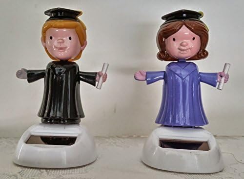 Solar Dancing Graduate 4" Bobblehead Toy Figure - 2 Pack (1 Male, 1 Female) by Solar Dancing Toys