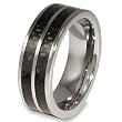 Tungsten Carbide Double Black Carbon Fiber Inlay Ring (8.0mm) - Sizes 8 - 13