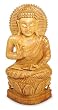 Wood statuette, 'Buddha Hopes for Peace on Earth'