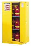 Justrite Sure-Grip EX 896020 Safety Cabinet for Flammable Liquids, 2 Door Self Close, 60 gallon, 65"Height, 34"Width, 34"Depth, Steel, Yellow