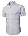 H2H Men's Wrinkle Free Slim Fit Button-down Short Sleeve Shirt