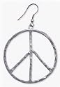 Peace Signs Shaped Earrings Silver tone 15/8"