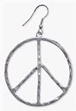 Peace Signs Shaped Earrings Silver tone 15/8"