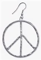 Peace Signs Shaped Earrings Silver tone 15/8"