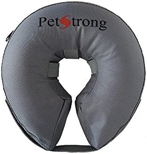 PetStrong Inflatable Protective Recovery Collar - Premium Durable Scratch and Bite Resistant, Complete Comfort for Your Dog, 100% Satisfaction Guaranteed, Gray (Small)