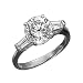 14K white gold round and baguette three stone ring