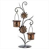 Glass Iron Beaded Golden Bronze Sunflower Candle Holder
