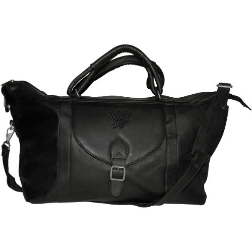 Pangea Brands Oklahoma City Thunder Black Leather Top Zip Travel Bag