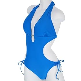 Aqua Halter Tie Side Monokini Swimsuit with Removable Soft Pads