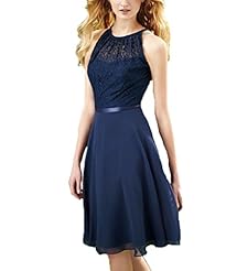 Chiffon Lace Halter Knee Length Bridesmaid Dress/Party Dress/Wedding Dress 