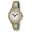 Avalon Women's Fashion Series EZC Low Vision Two-Tone 1 Button Talking Tapered Expansion Band Watch # 1271TX
