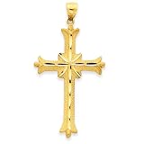 14k Satin and Diamond-Cut Cross Pendant