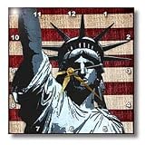 Liberty Flag patriotic Statue of Liberty with American flag and liberty text – 10×10 Wall Clock