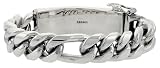 Gent's Sterling Silver 5/8 (16 mm) Wide, Hand Made Figaro ID Link Bracelet,