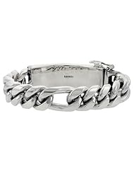 Gents Sterling Silver Figaro Identification Bracelet Handmade 5/8 inch wide, sizes 8, 8.5 & 9 inch