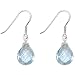 Sterling Silver Facted Aqua Color Briolette Teardrop Earring