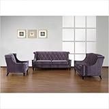 IMAGE OF 844 Barrister Chair in Gray Velvet/Black Piping - Armen Living - LC8441GRAY