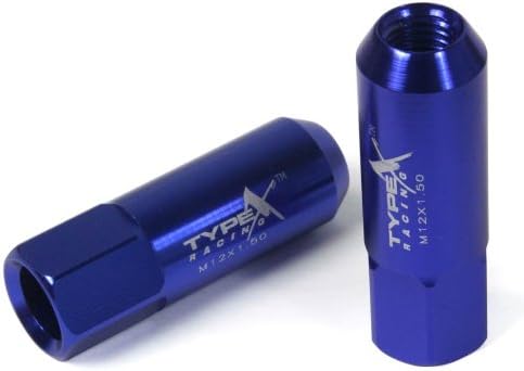 12x1.5 Blue Tuner Lug Nuts 60mm Hex Thread Extended Typex Racing Aluminum JDM Style 20pc
