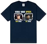 Star Trek KNOW YOUR SPOCK Good/Evil Adult Navy Blue T-shirt