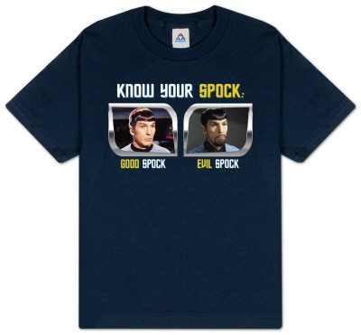 Star Trek KNOW YOUR SPOCK Good/Evil Adult Navy Blue T-shirt