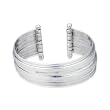 Sterling Silver Polished Multi-Stacked Bangle Cuff Bracelet
