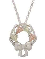 Black Hills Gold Sterling Silver Wreath and Bow Pendant