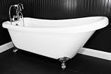 HLSL67FPK 67 long Single Slipper Clawfoot Tub with Brushed Nickel Feet, Faucet, Supply Lines and Drain