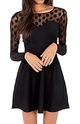 Cotton Summer Bubble Dress Polka Dot Print Long Sleeves Tunic 