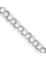 14k White Gold Lite 7mm Triple Link Charm Bracelet