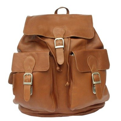 Saddle Piel Leather Large Buckle Flap Backpack