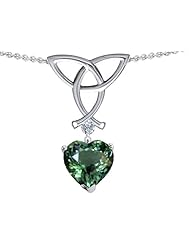 Celtic Love by Kelly (tm) Love Knot Pendant with Heart Shape 8mm Simulated Green Tourmaline in 925 Sterling Silver