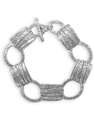 7" Oxidized Open Circle Toggle Bracelet