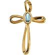 14K Yellow Gold Aquamarine Cross Pendant