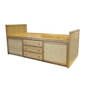 Childrens Cabin Bed (85cm X 198cm - Natural Ash - R/H Headboard)