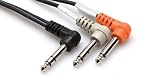 Hosa STP201RR Right Angle 1/4 TRS To Dual 1/4 TS Cable 3.25 Ft