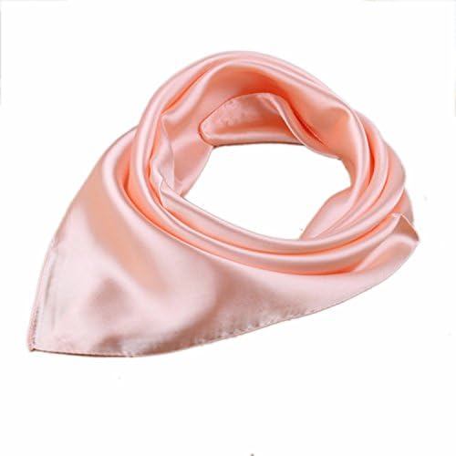 DGFA INC Women's Solid Color Silk Like Square Hair Scarf Neckerchief Ideal Gift (Pink C)