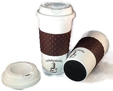 Travel Coffee Mug Insulated Silicone Sleeve 18 Oz Reusable Cup with Lid Tumbler Commuter Friendly