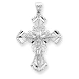 14k Two-tone Passion Diamond-cut Crucifix Pendant