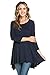 Frumos Womens 3/4 Sleeve Comfy Loose Fit Long Tunic Top Navy X-Large