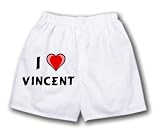 White Boxer Short with I Love Vincent
