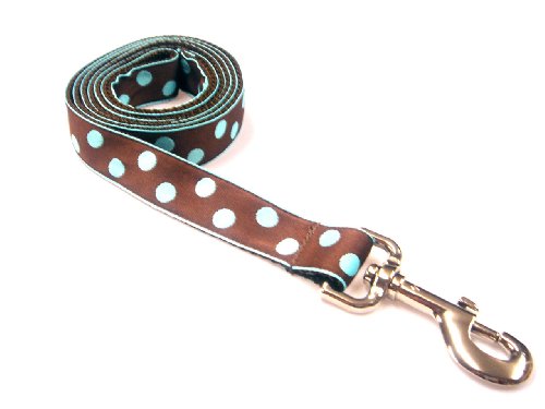 Large Brown/Blue Dot Dog Leash - Nylon Webbing: 1