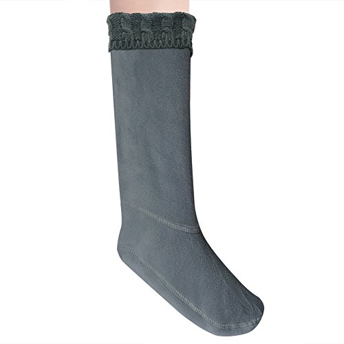 Anzermix® Women's Fleece Cable Knitted Liners Rain Boot Socks (S, Gray)