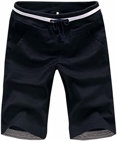 Vska Ssx Men's Flat Front Elastic Belt Twill Chino Shorts 3XL Black