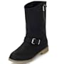 Damen halbe Wade Stiefel mit verstellbaren Schnallen MQ1113 Black Gr. 37