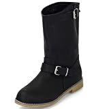 Damen halbe Wade Stiefel mit verstellbaren Schnallen MQ1113 Black Gr. 37