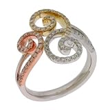 14k .42 Dwt Diamond Tri Gold M. Pave Ring - JewelryWeb