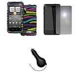 EMPIRE Sprint HTC EVO Design 4G Black with Multi Color Zebra Stripes Rubber ....
