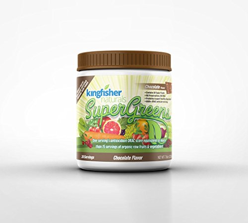 KingFisher Naturals Chocolate-Flavored SuperGreens - Contains 50 Super Foods, Certified Vegan, 225g Powder, 30 Day Supply KingFisher Naturals Chocolate-Flavored SuperGreens - Contains 50 Super Foods, Certified Vegan, 225g Powder, 30 Day Supply