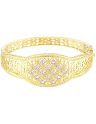 18k Gold Over Sterling Silver Brazilian Amethyst Latticework Bangle Bracelet